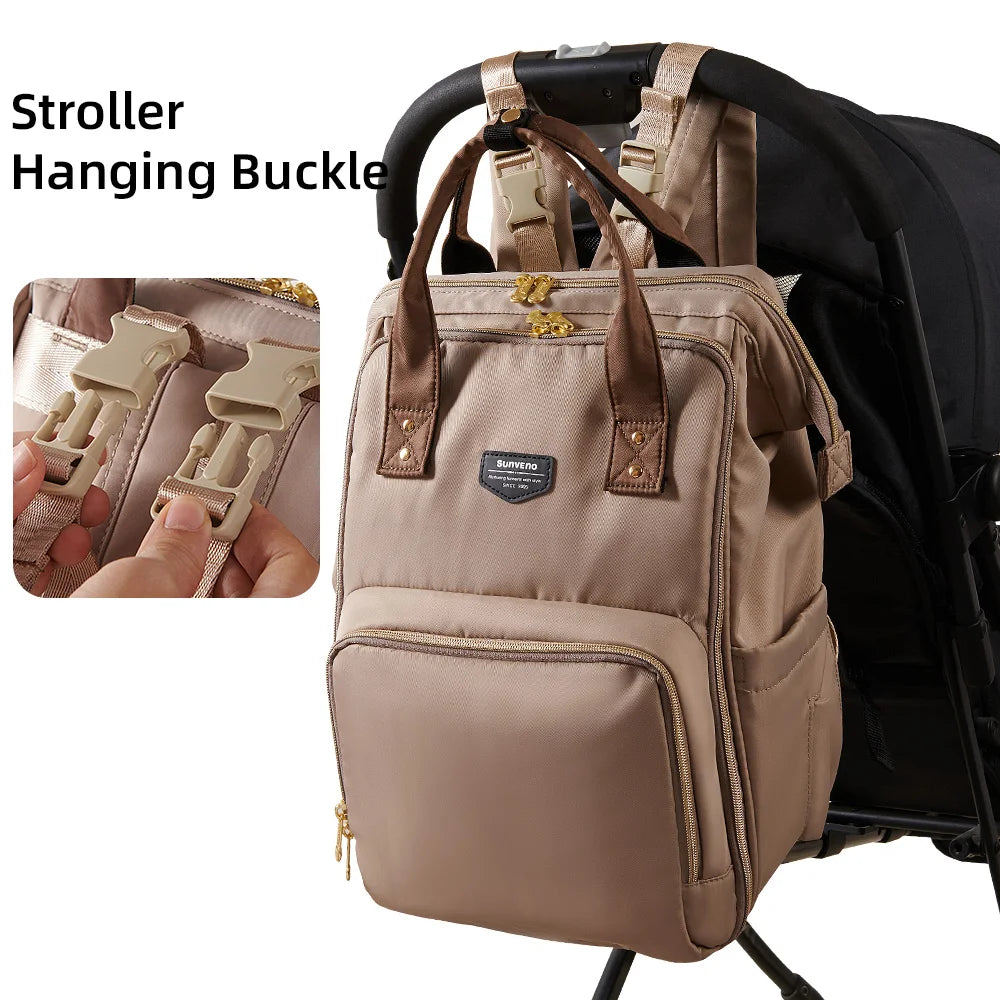 Sunveno High Capacity Waterproof Diaper Backpack Travel Mommy Bag