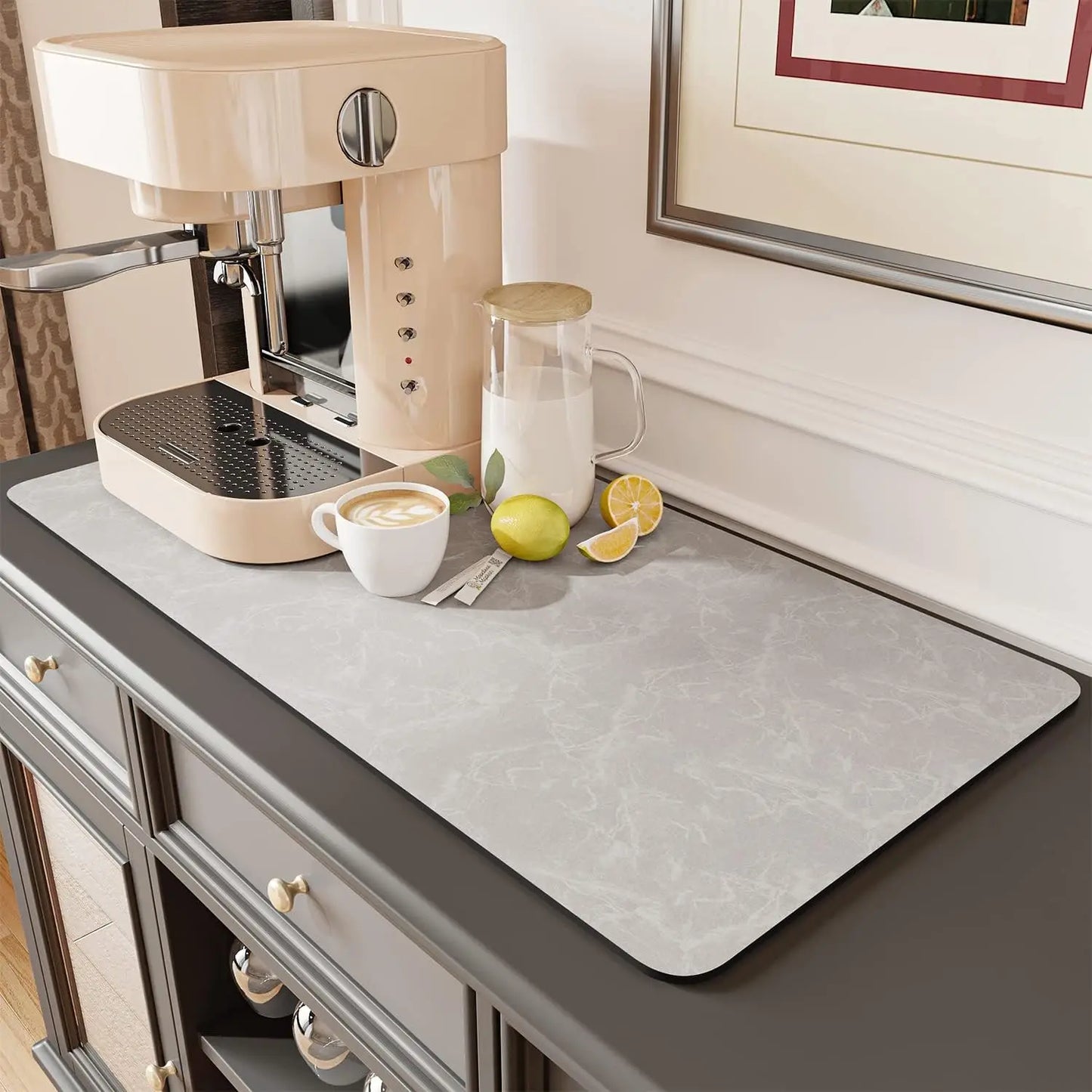 Water-Absorbent Dish Drying Mat With Rubber Backing For Kitchen