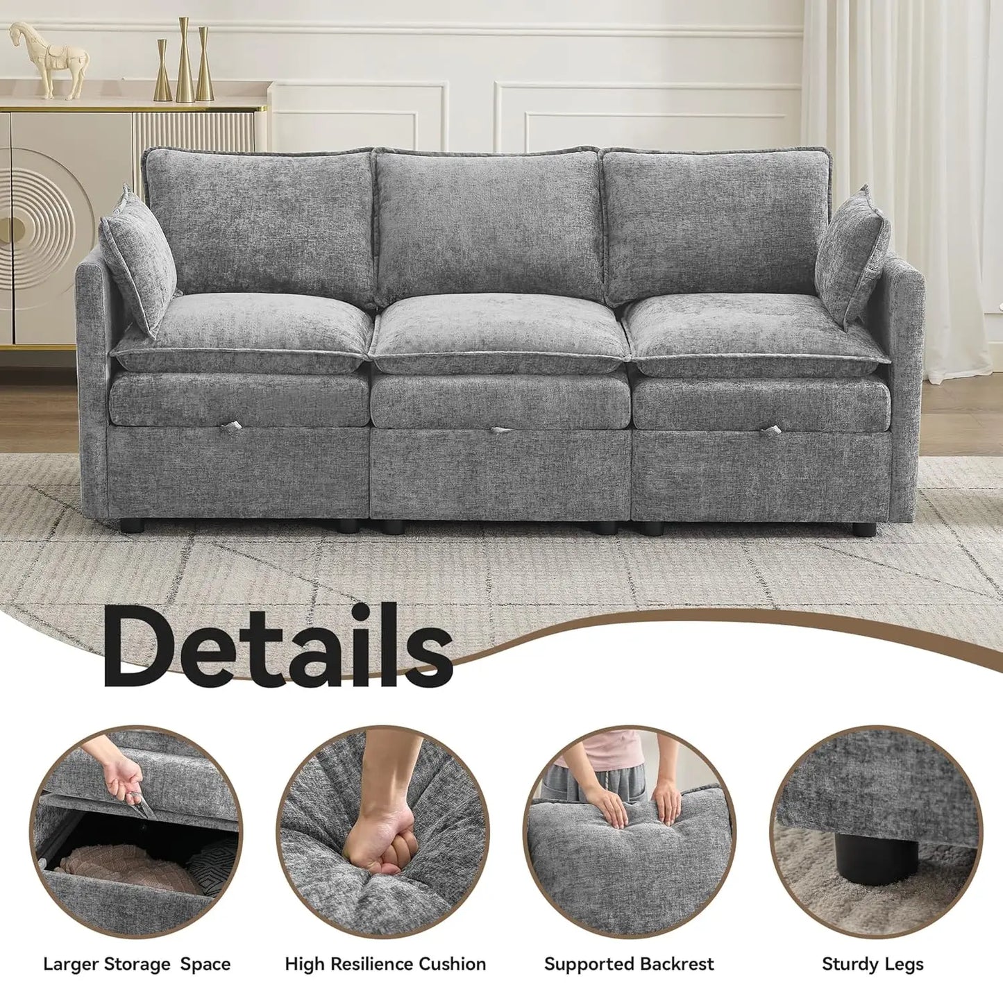 Cloud Modular Sofa With Storage And Modern Upholstery