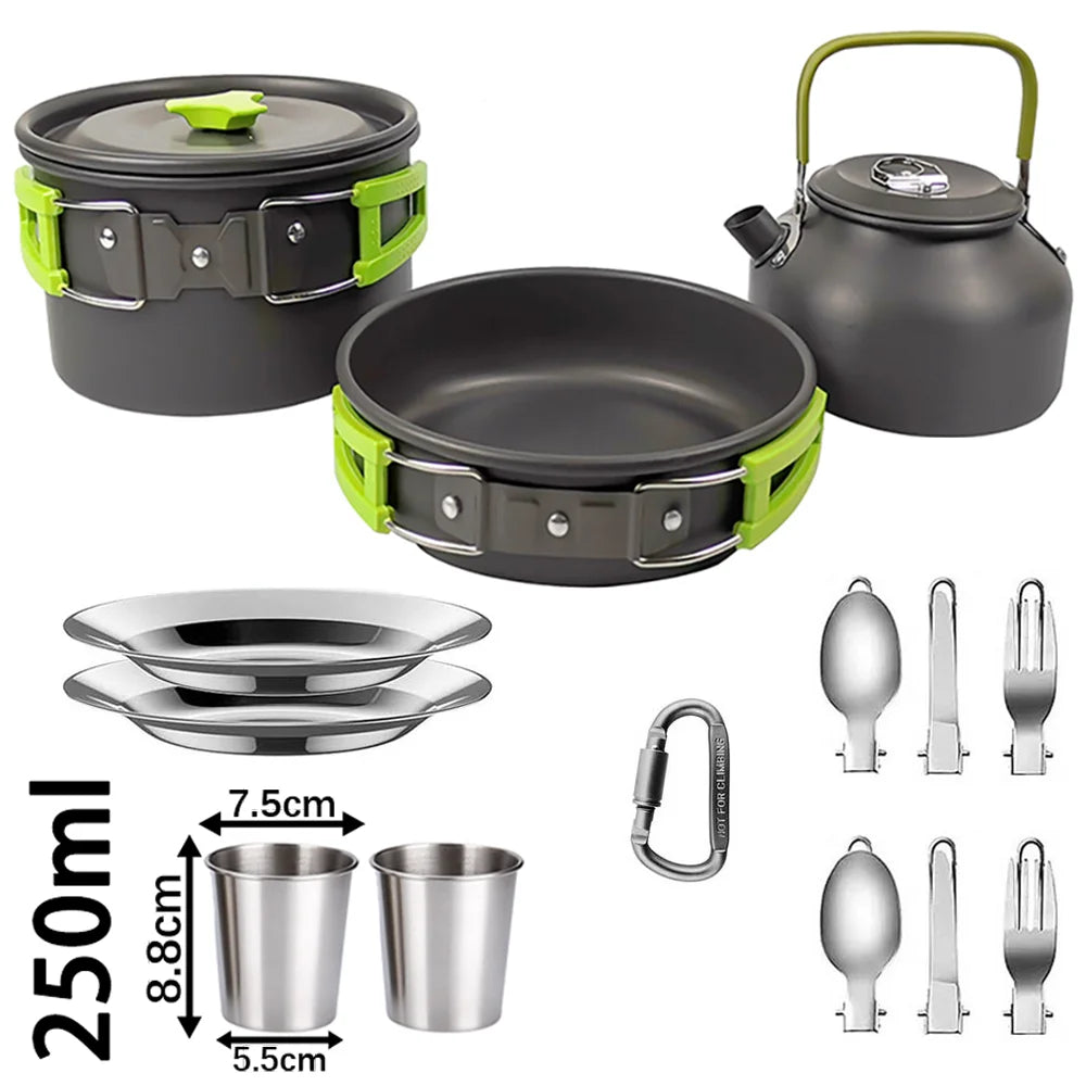 LISM Camping Cookware Set Teapot For 2-3 People Nonstick Pots