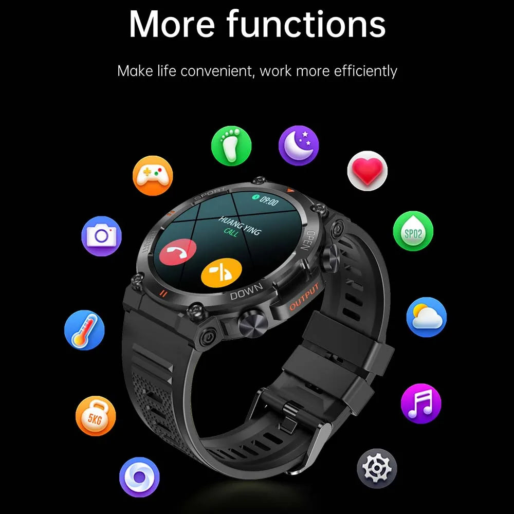 SENBONO Rugged Military Smartwatch for Men 100 Sports BT Call Waterproof