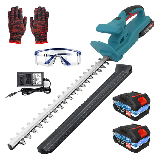 24V Cordless Electric Hedge Trimmer With Battery And Charger