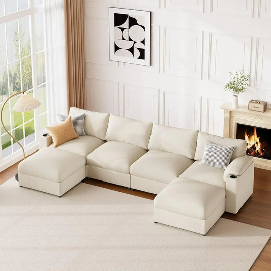Velvet Modular Sectional Sofa Couch U Shaped Sleeper Chaise