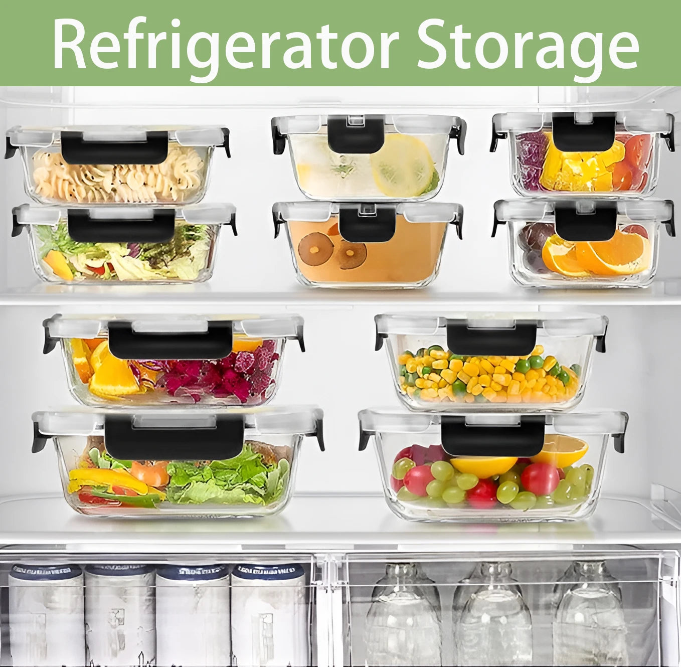 12 Piece Glass Lunch Box Meal Prep Containers Airtight Bento