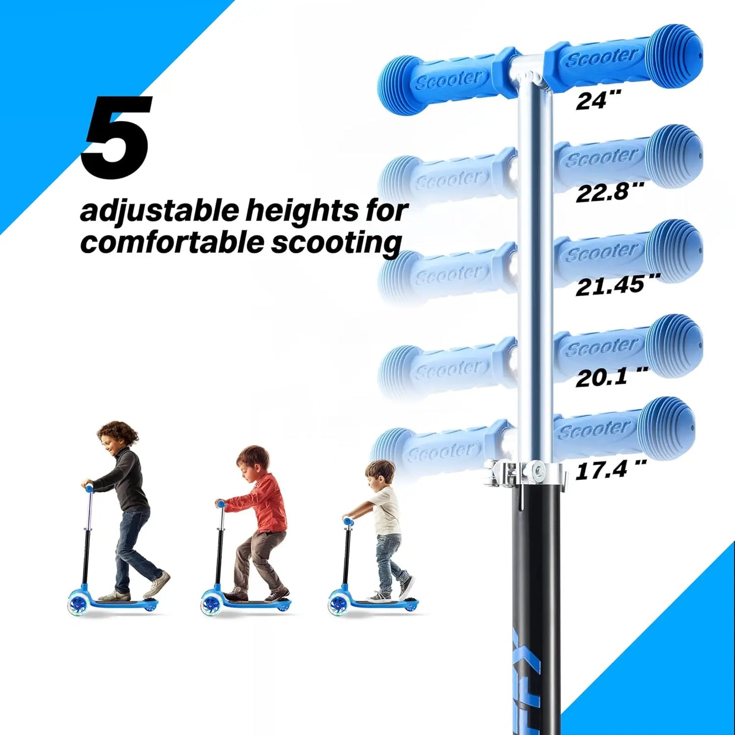 Joyfy Kids 3 Wheel Scooter LED Light Up Wheels Gift For Boys And Girls
