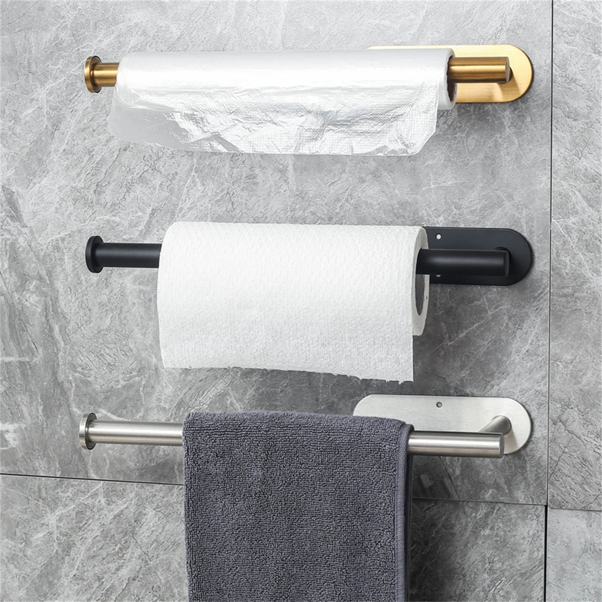 Metal Adhesive Paper Towel Holder For Kitchen And Bathroom Storage