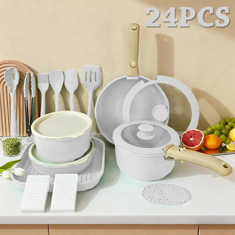 Pots And Pans Set Nonstick Detachable Handle Induction Oven Safe