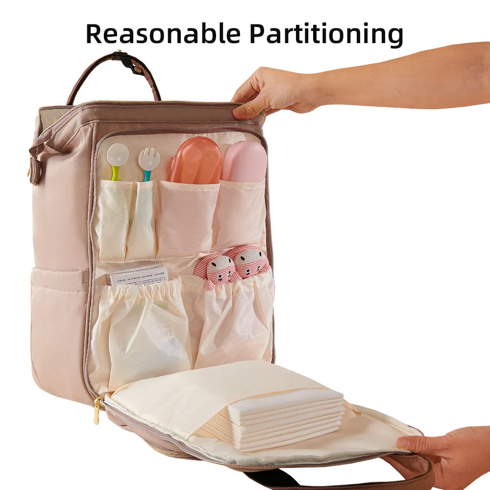 Sunveno High Capacity Waterproof Diaper Backpack Travel Mommy Bag