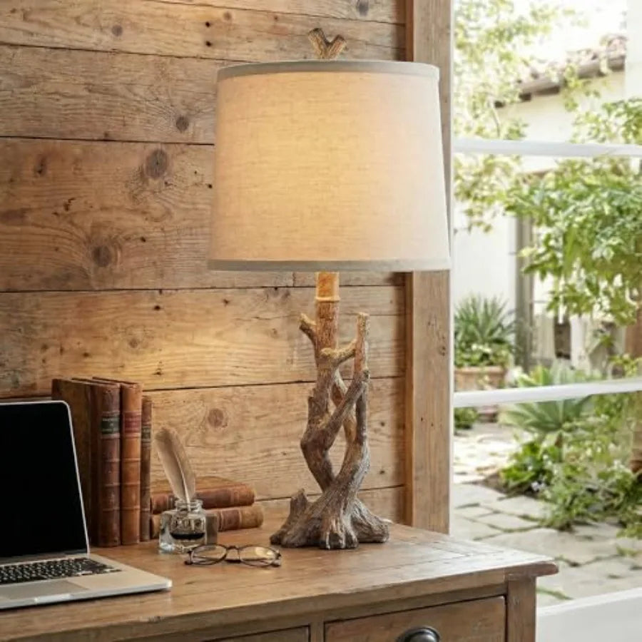 Rustic Farmhouse Solar Table Lamp For Nightstand Bedroom