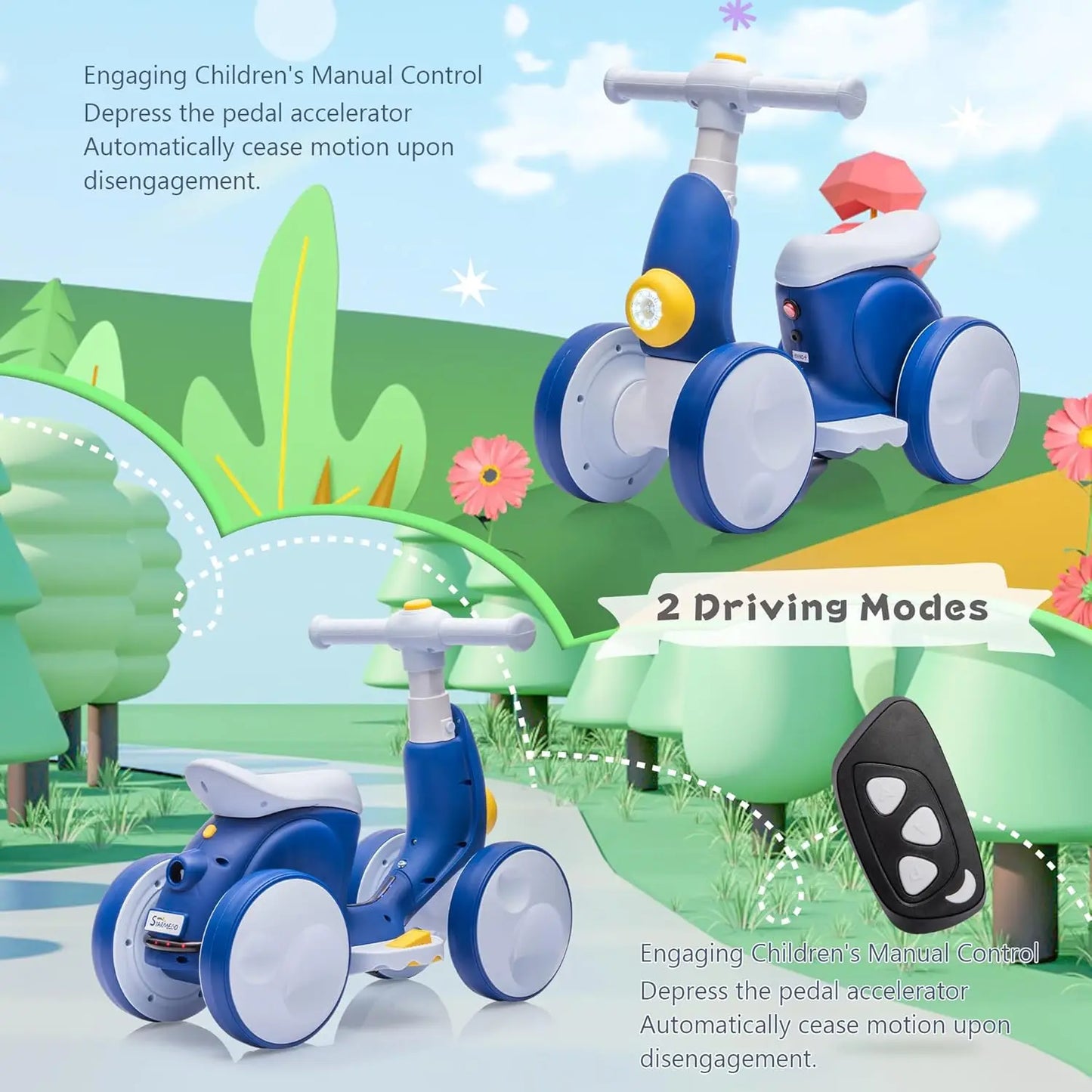 6V Electric Toddler Balance Bike With Bubble Machine Led Lights