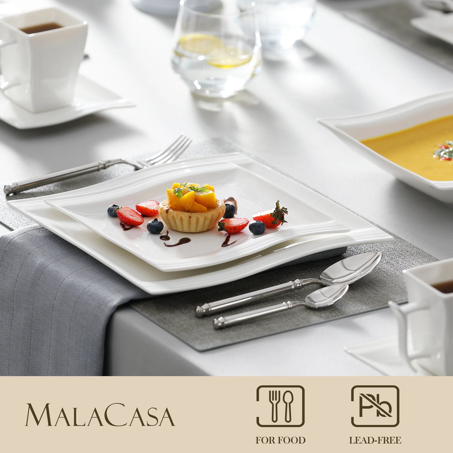 MALACASA Porcelain Dinnerware Set for Everyday Use