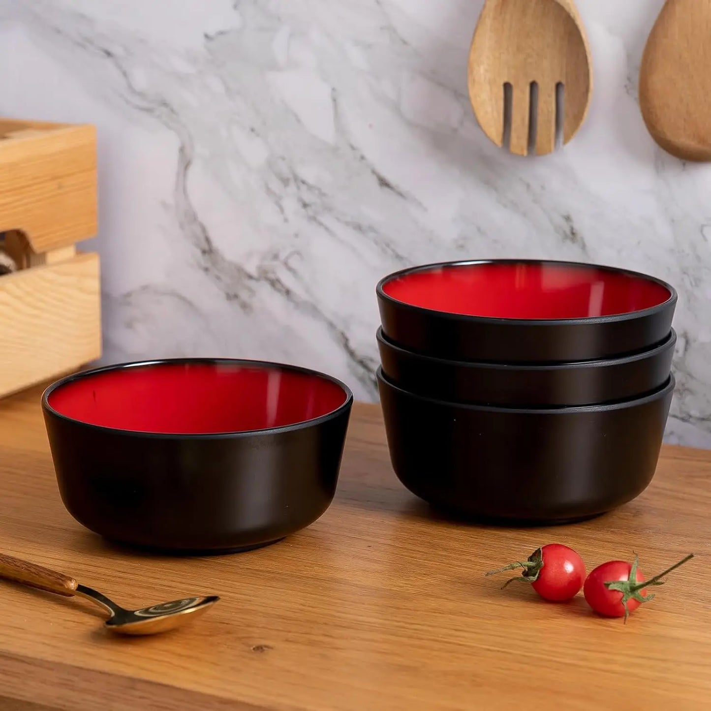 Melamine 12 Piece Modern Dinnerware Set For 4 Plates Bowls