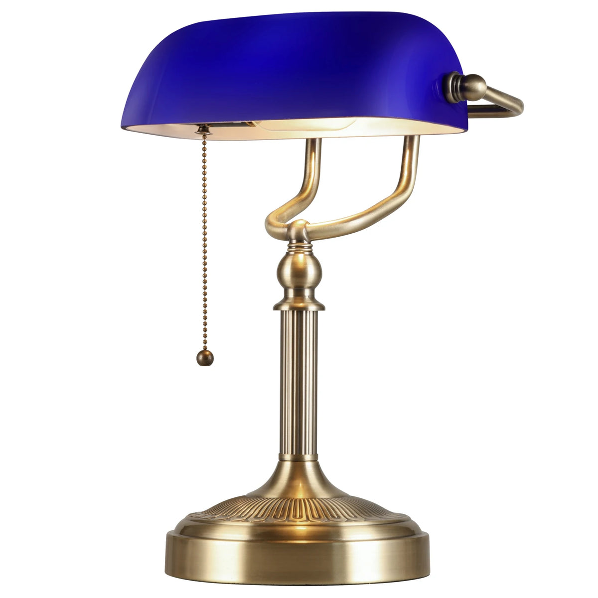 Elegant Iron And Glass Banker Table Lamp For Bedrooms