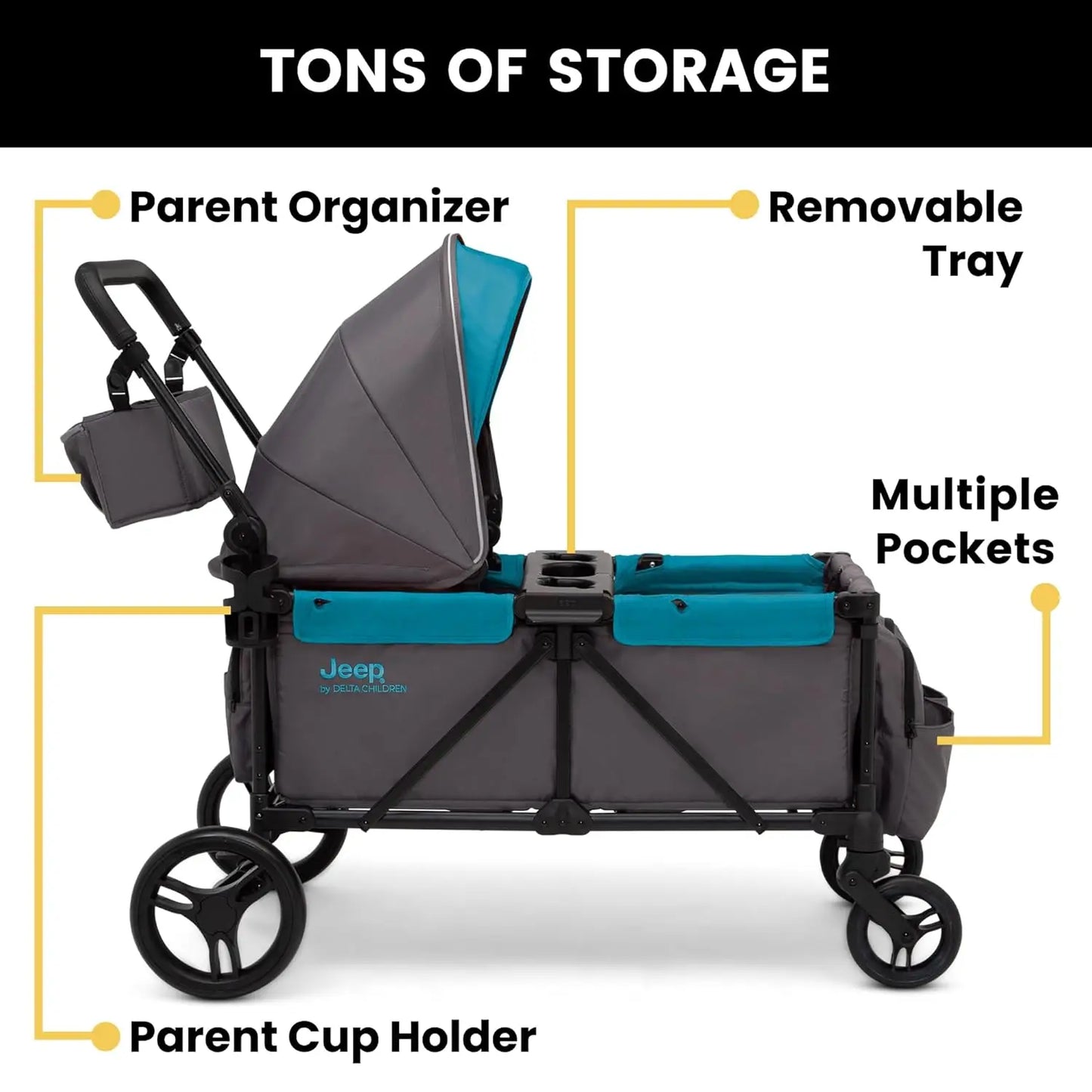 Delta Children Jeep Sport All Terrain Stroller Wagon With Canopy
