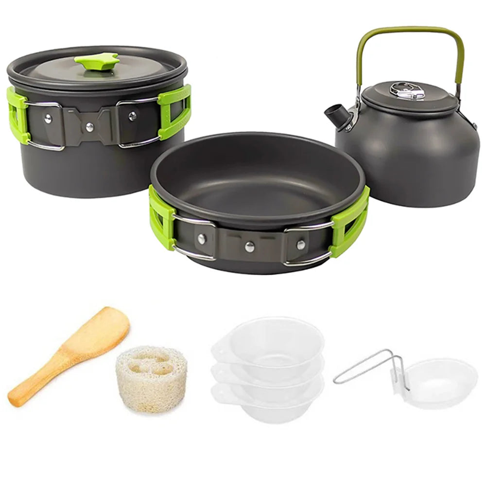 LISM Camping Cookware Set Teapot For 2-3 People Nonstick Pots