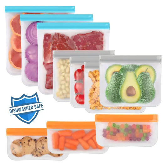 Thickened PEVA Food Storage Bags Ziplock Leakproof Freezer Safe