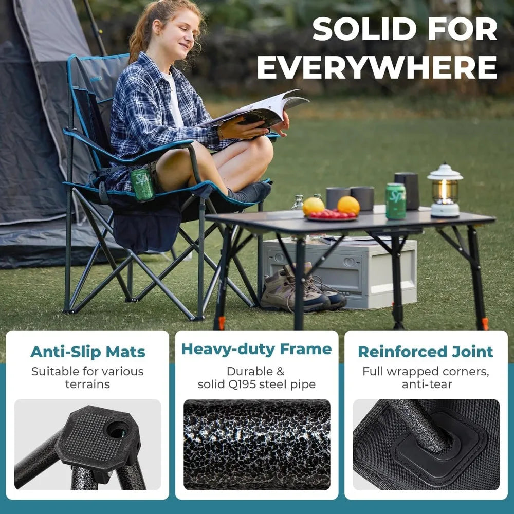 Heavy Duty Foldable Camping Chair With Padded Seat And Back