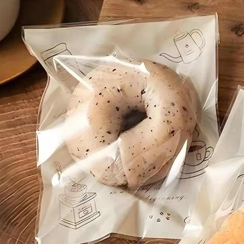 Transparent Food Storage Bags Cartoon Bakery Design