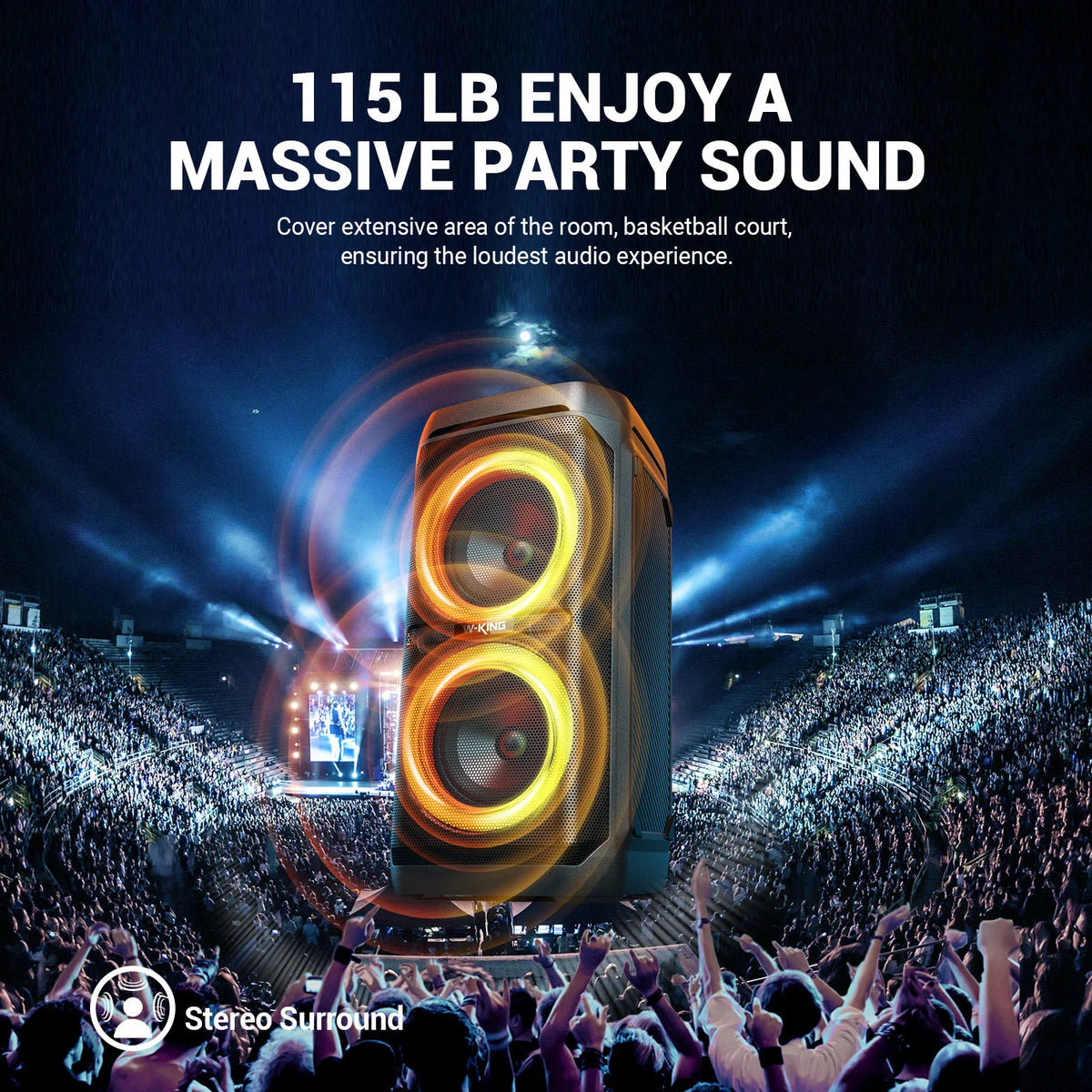 W-King T11 100W Portable Bluetooth Speaker IPX6 Waterproof Party Boombox