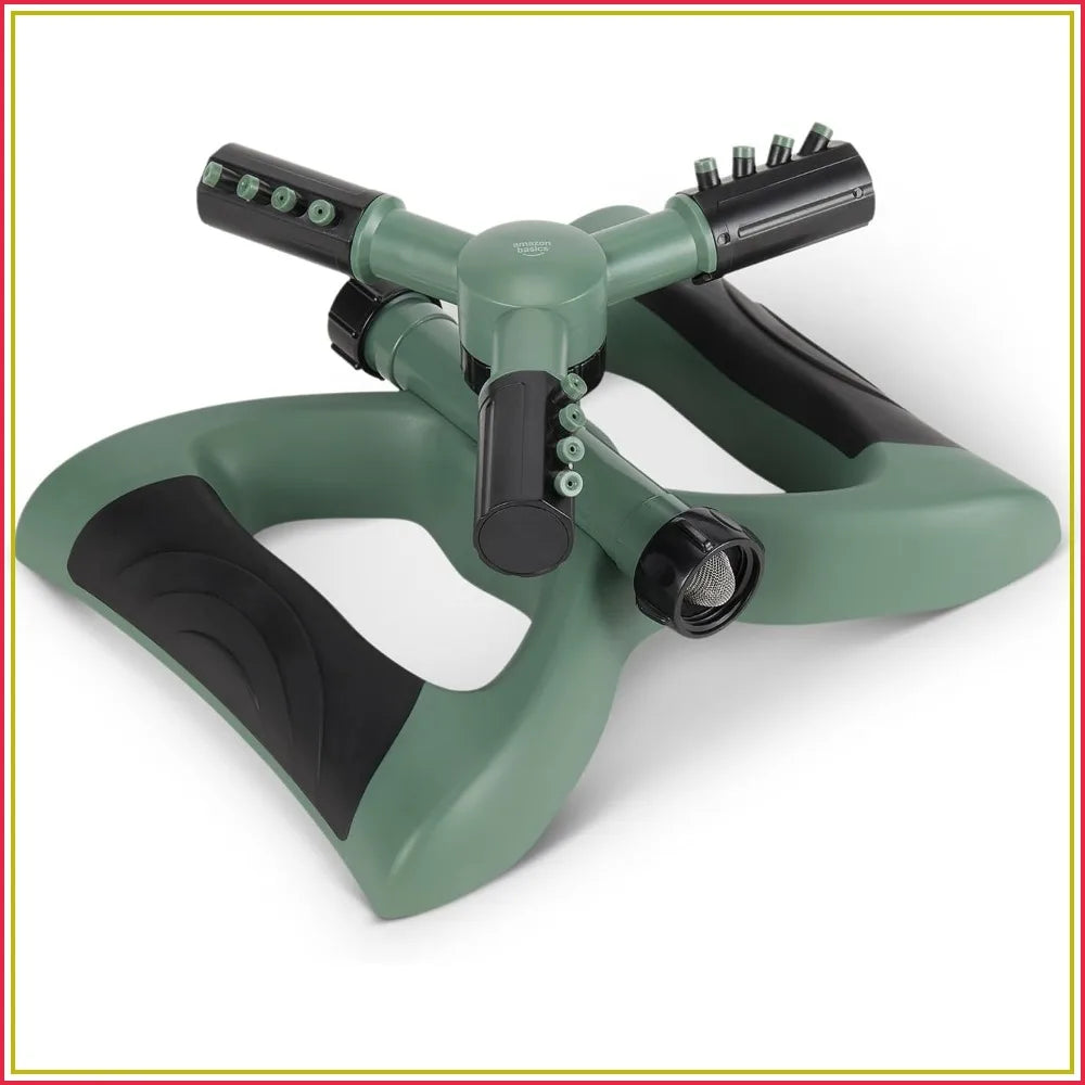 Rotating Lawn Sprinkler with Adjustable Arms, 1500 sq ft Coverage, Black