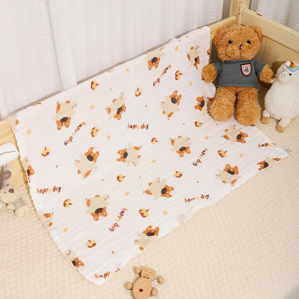 Unisex Cotton Baby Bath Towel and Gauze Washcloth Set for Newborns
