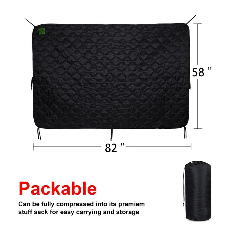 Tactical Army Poncho Liner Woobie Quilted Blanket for Camping and Hunting