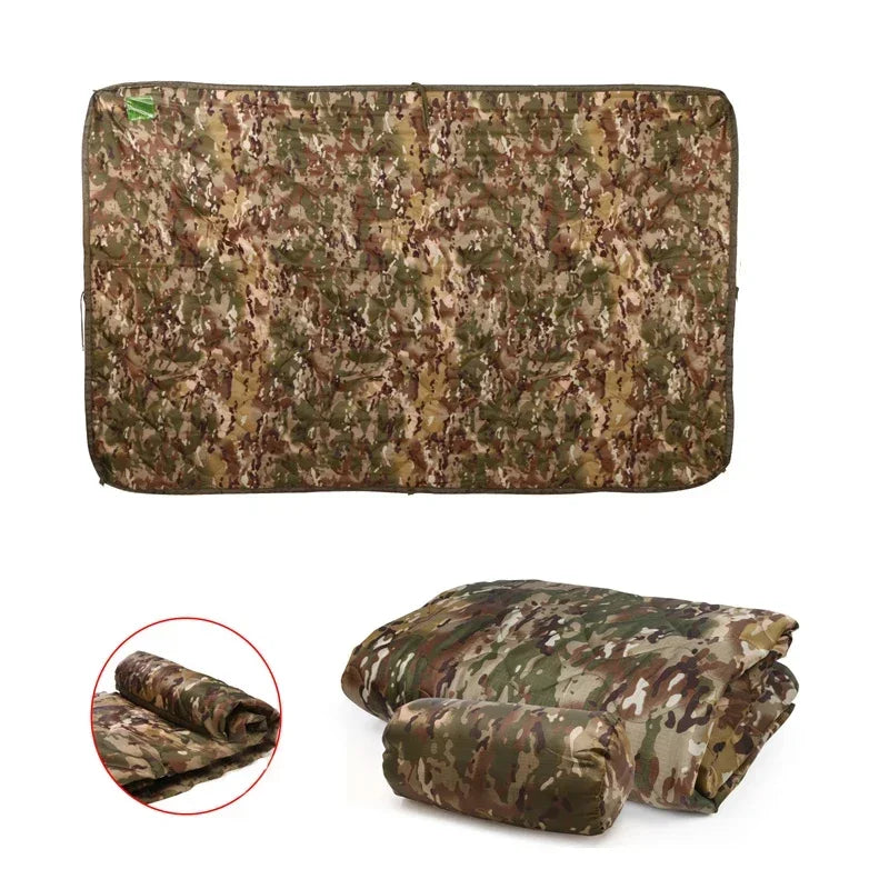 Tactical Army Poncho Liner Woobie Quilted Blanket for Camping and Hunting