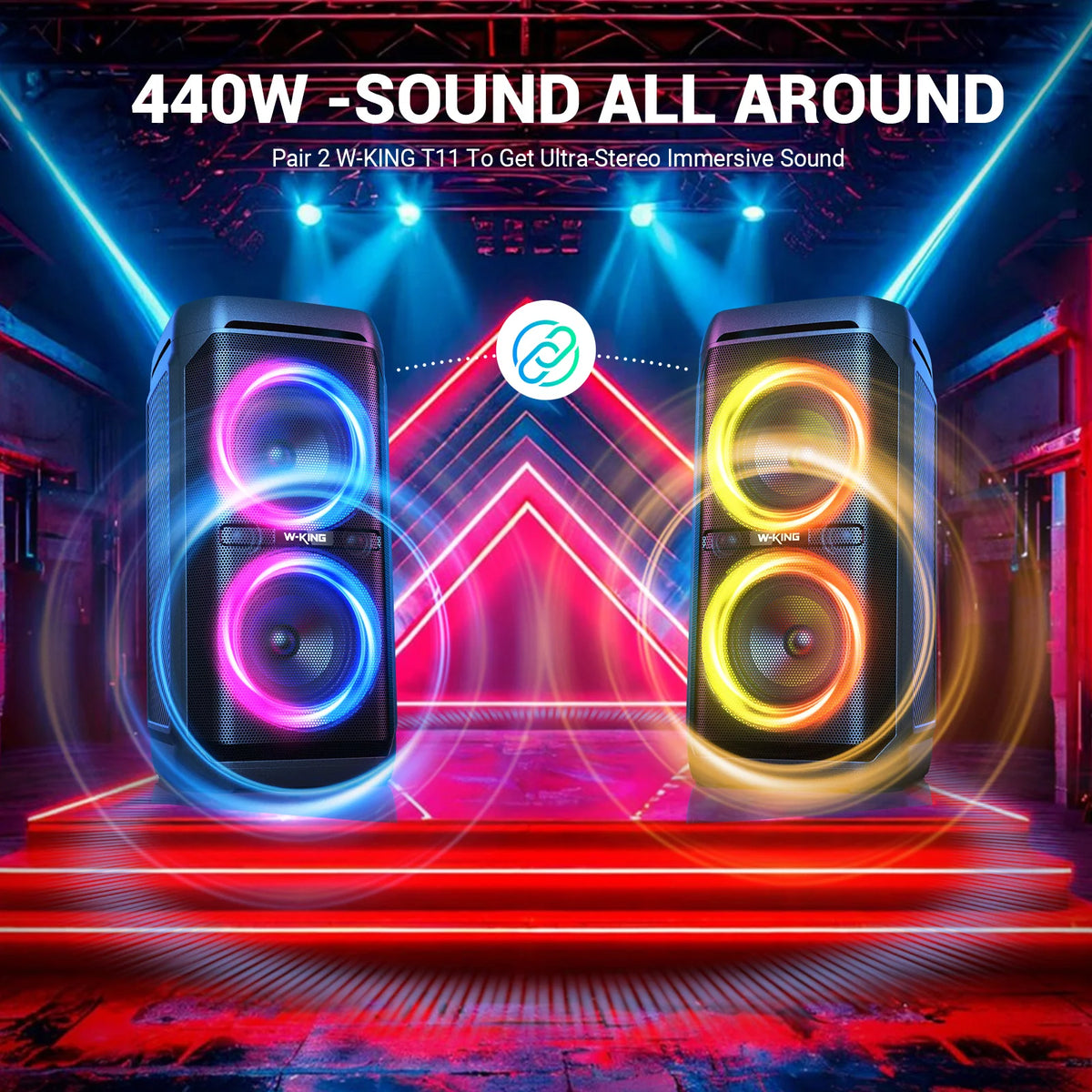 W-King T11 100W Portable Bluetooth Speaker IPX6 Waterproof Party Boombox