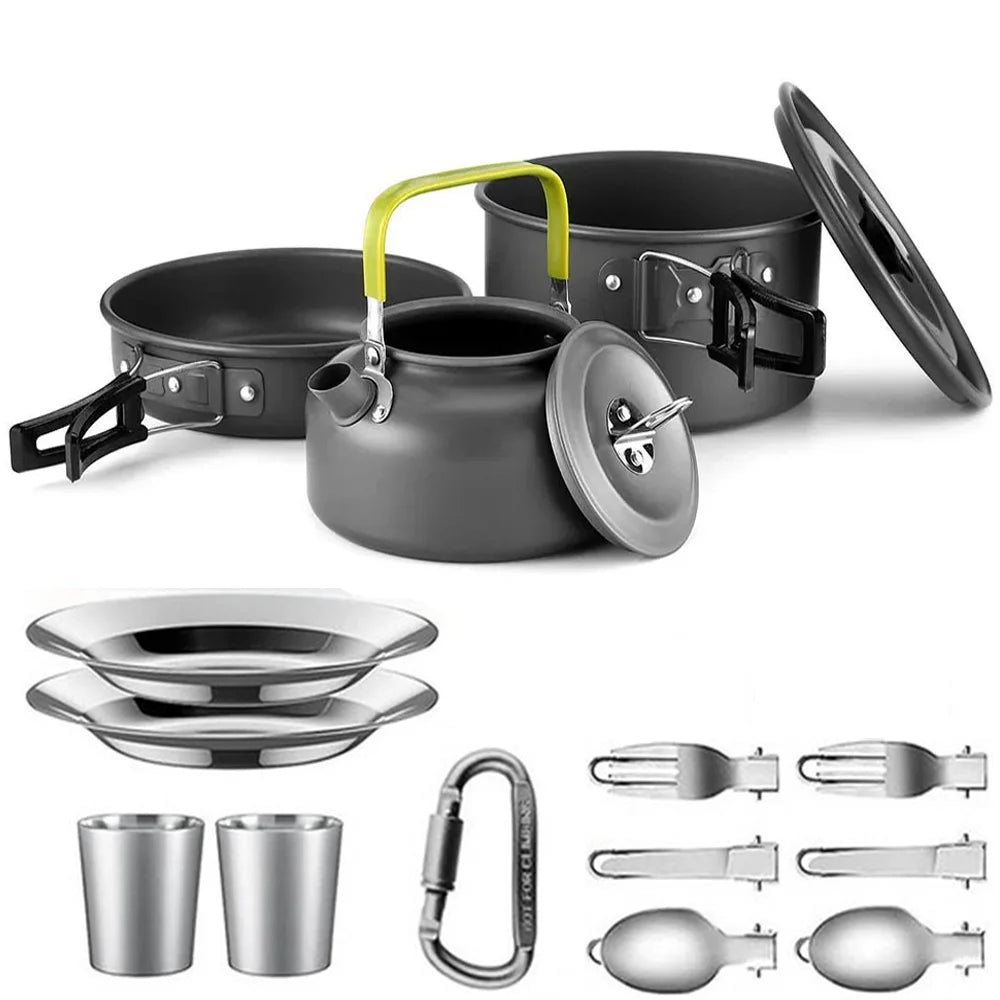 LISM Camping Cookware Set Teapot For 2-3 People Nonstick Pots
