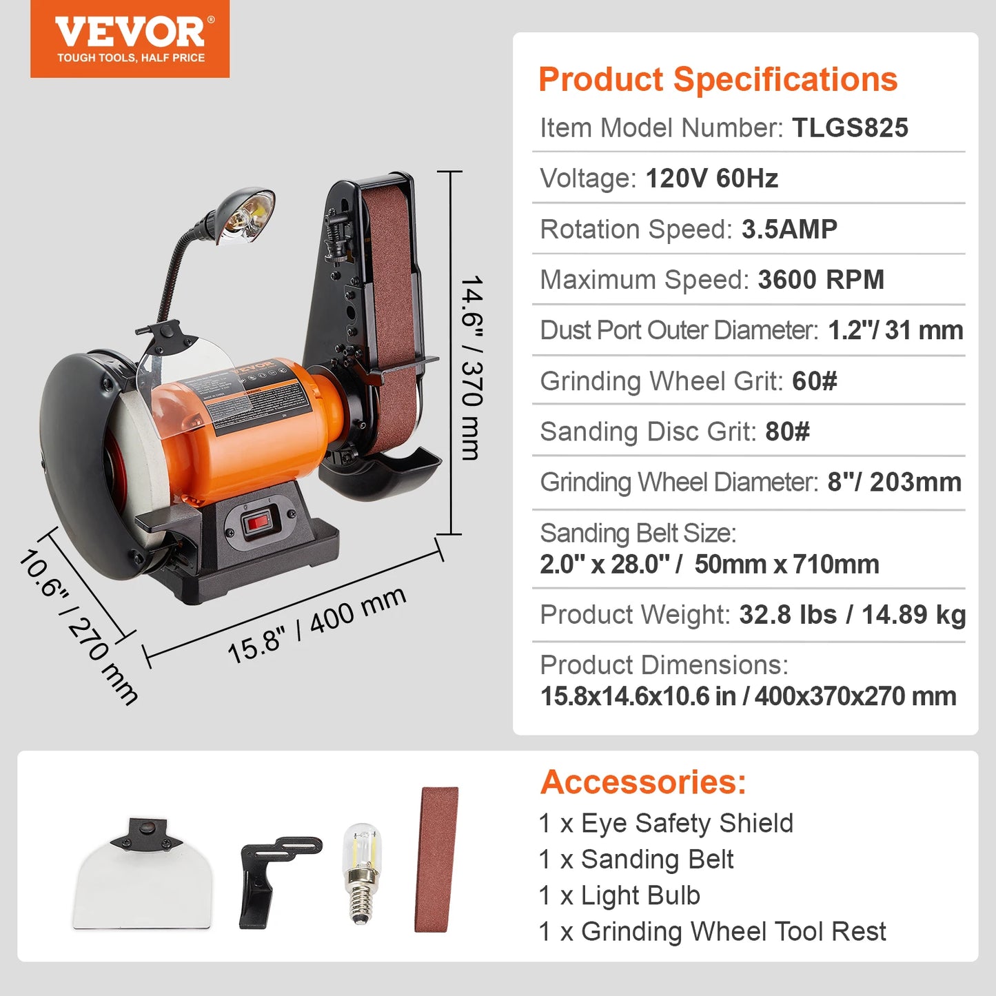 SucceBuy Belt Disc Sander Combo With High Power Induction Motors