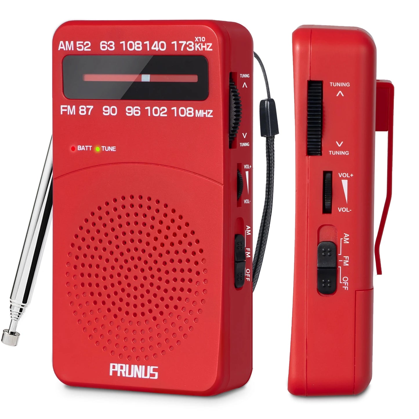 PRUNUS J-166 Portable AM FM Radio With Tuning Light