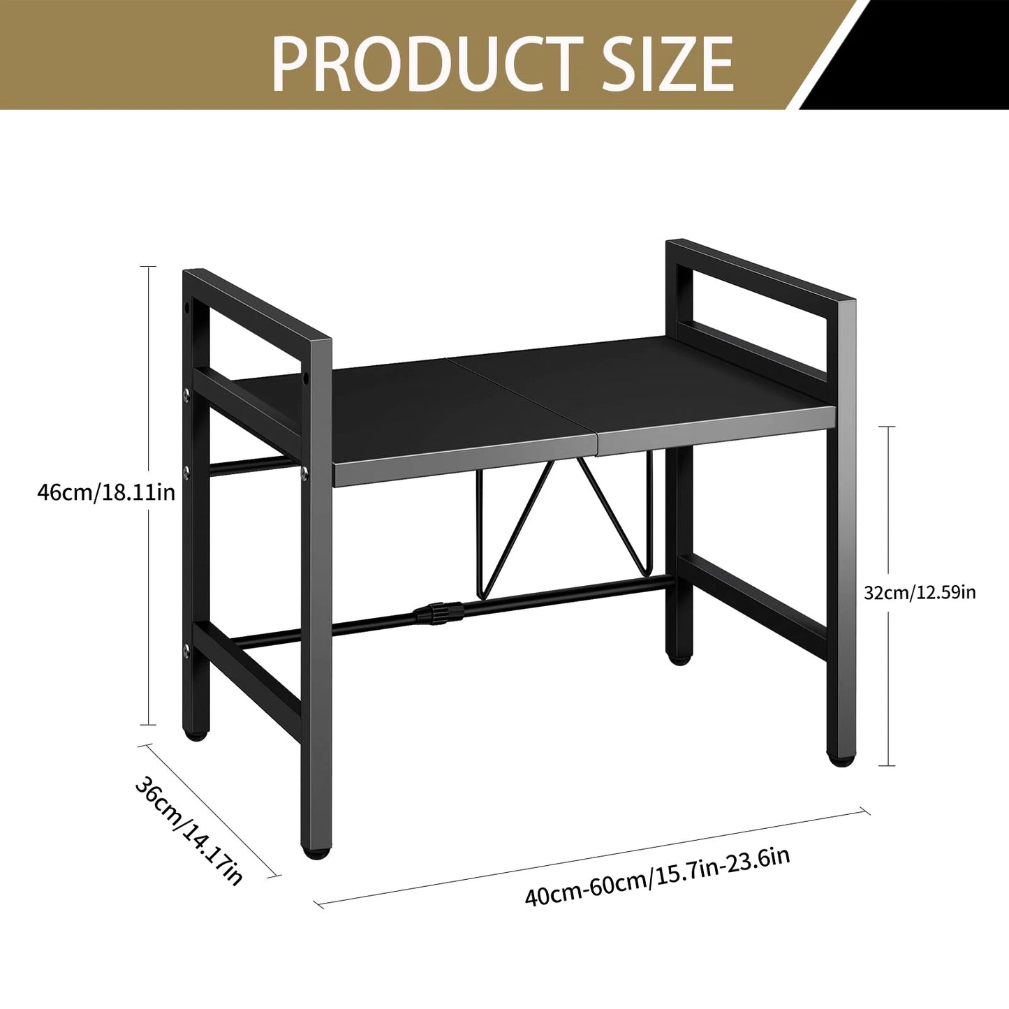 Expandable Microwave Shelf Organizer BKSL Rustproof Moisture Resistant