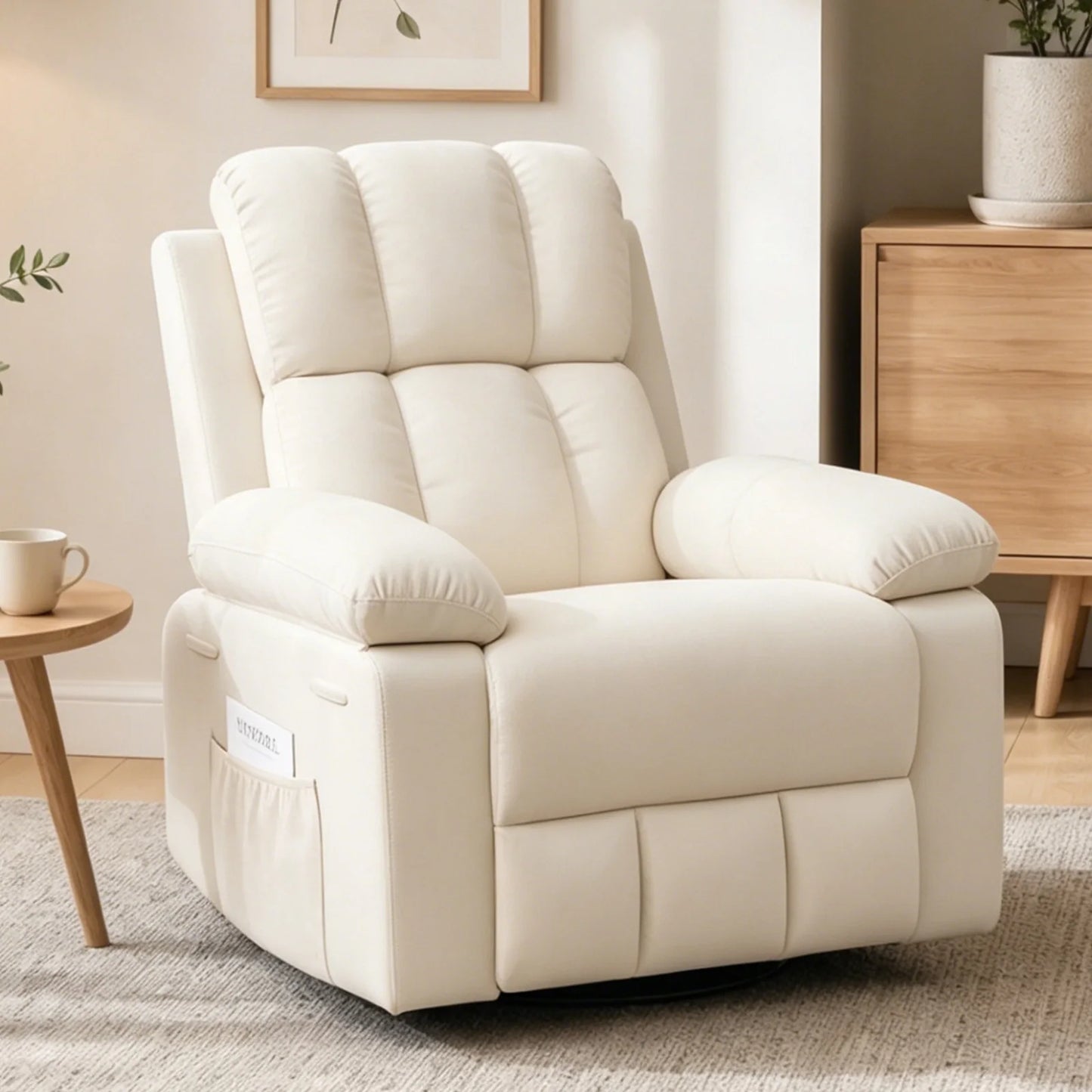 GIFTFIT Rocking Recliner Chair, Modern Glider Recliner Chair, Chenille Fabric Upholstery Recliner, Manual Reclining Sofa Chair for Living Room, Office, Apartment