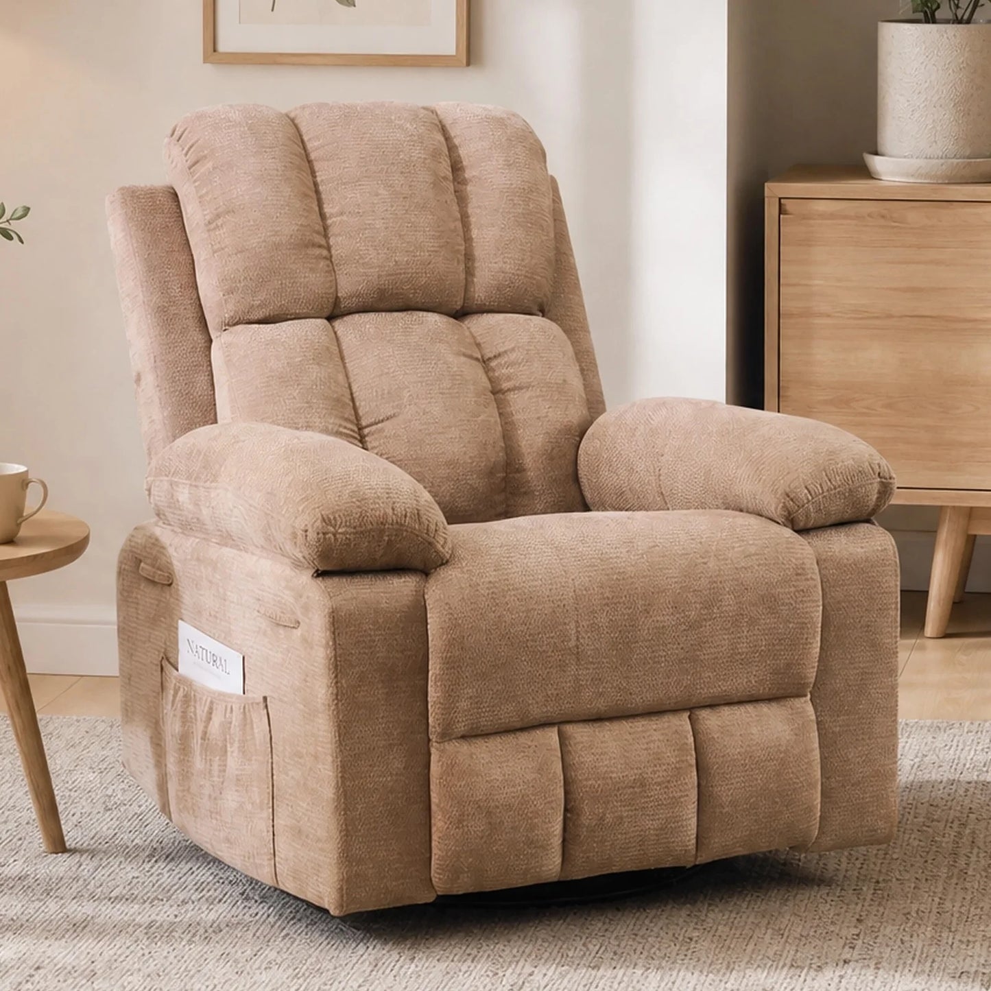 GIFTFIT Rocking Recliner Chair, Modern Glider Recliner Chair, Chenille Fabric Upholstery Recliner, Manual Reclining Sofa Chair for Living Room, Office, Apartment