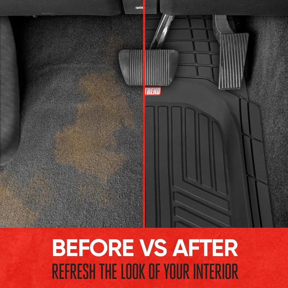 All Weather Floor Mats Set For Cars SUVs And Vans Deep Dish Protection