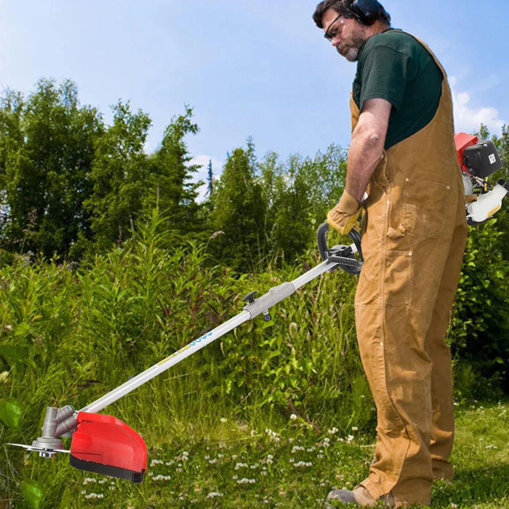 5-in-1 Gas Powered Multi Tool 52cc String Trimmer Edger Pole Saw Hedge Trimmer Brush Cutter