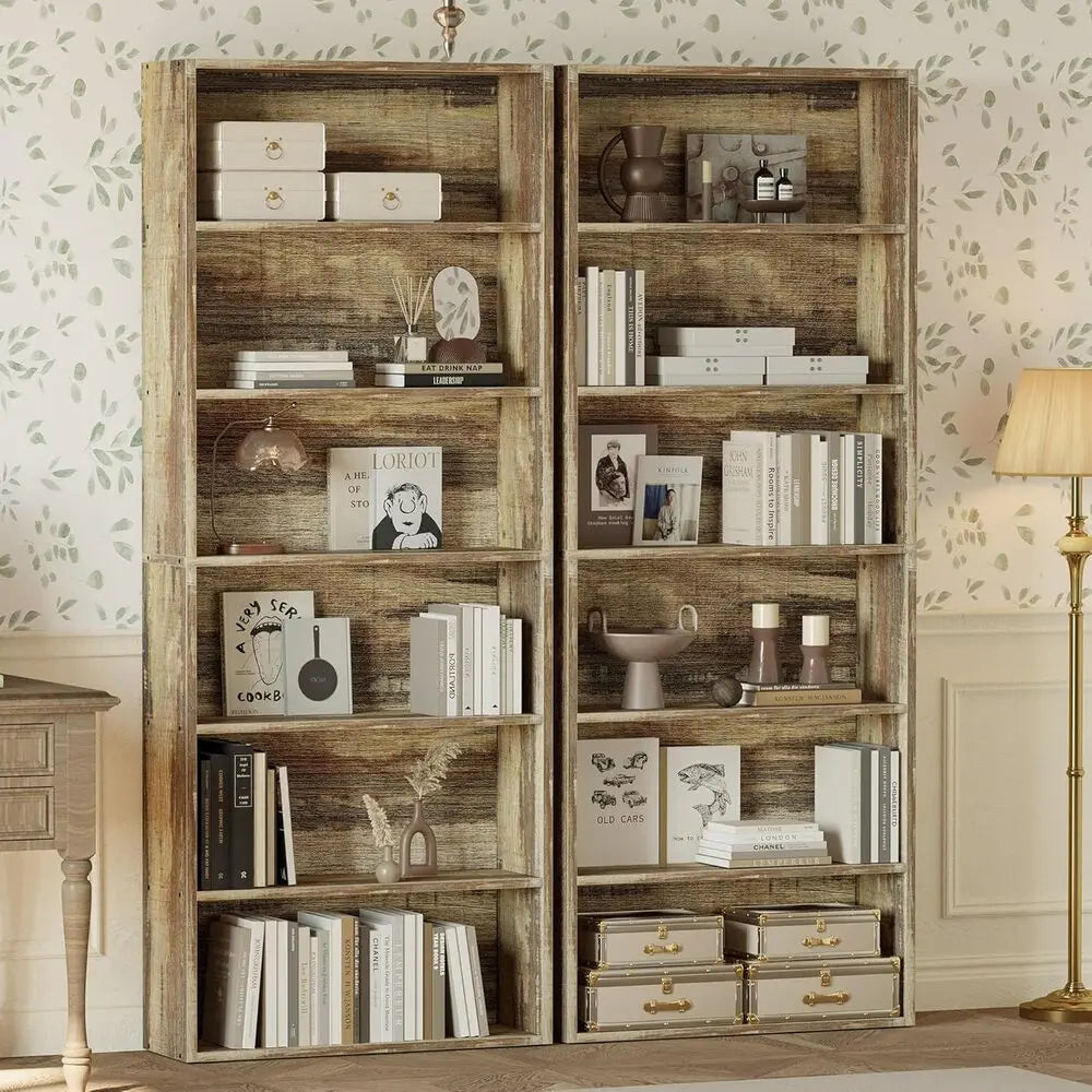 IRONCK Set of 2 Floor Standing Bookshelves 6-Tier Home Office