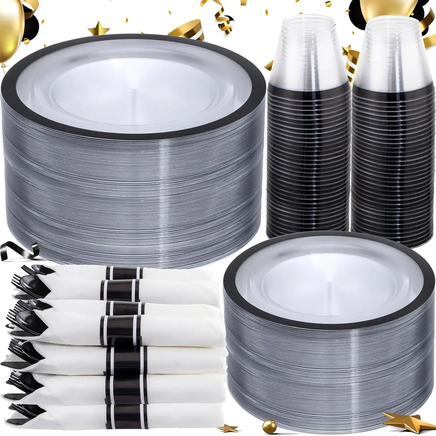 Plastic Dinnerware Set 350 Pieces With Plates Cups Napkins