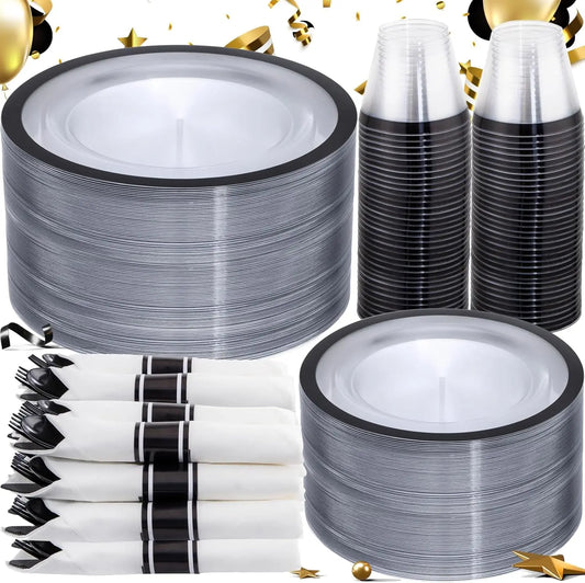 Plastic Dinnerware Set 350 Pieces With Plates Cups Napkins