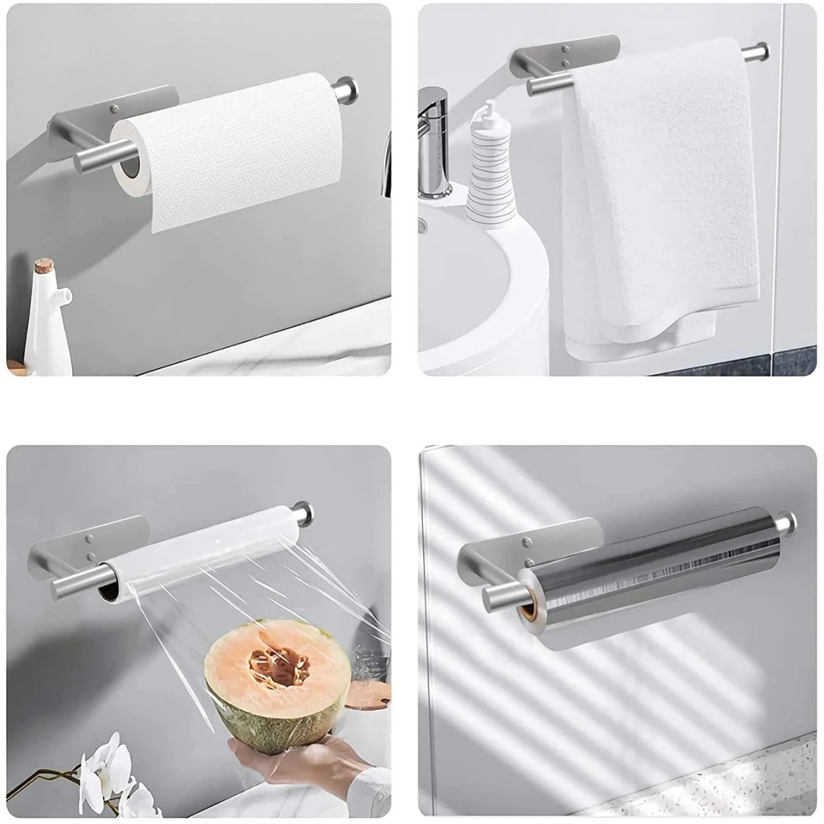 Metal Adhesive Paper Towel Holder For Kitchen And Bathroom Storage