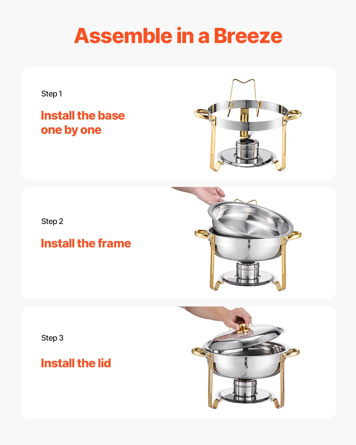 SucceBuy 4 Pack Chafing Dish Buffet Set Stainless Steel Warmer With Pans