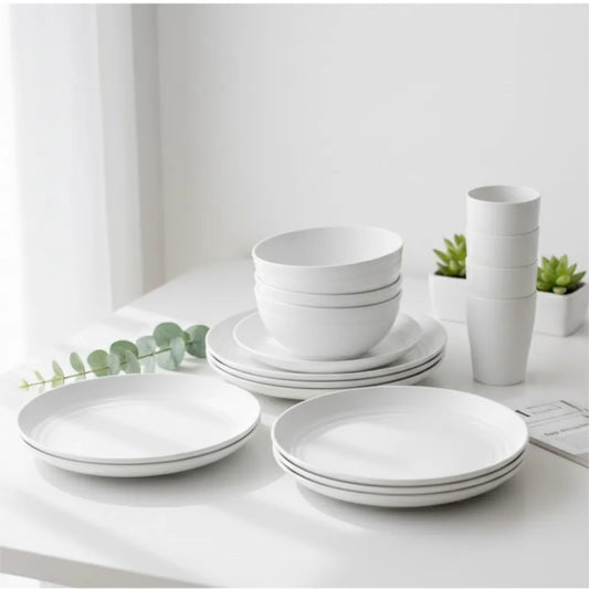 Wheat Straw Dinnerware Set 16 Pieces Unbreakable Microwave Safe Tableware