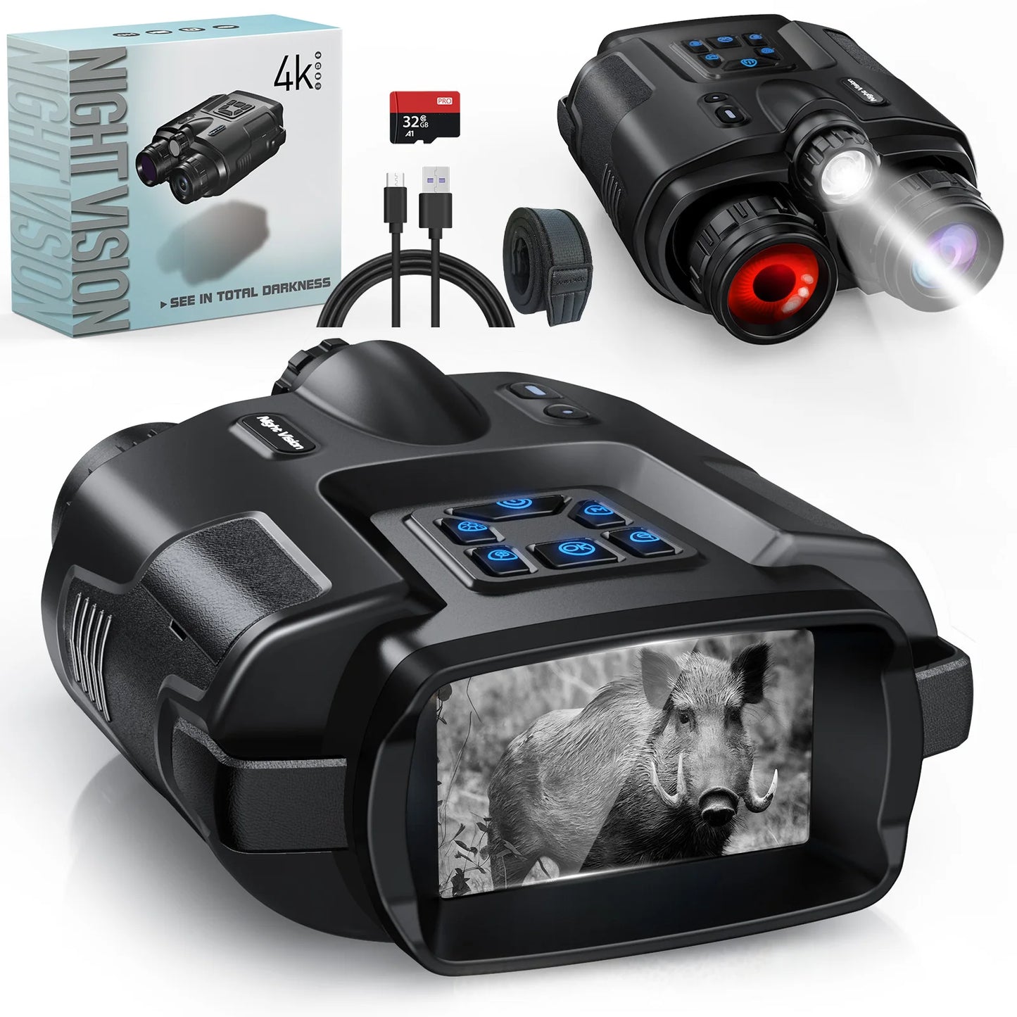 DIYIMI Night Vision Binoculars 4K Infrared 8X Zoom Hunting Surveillance