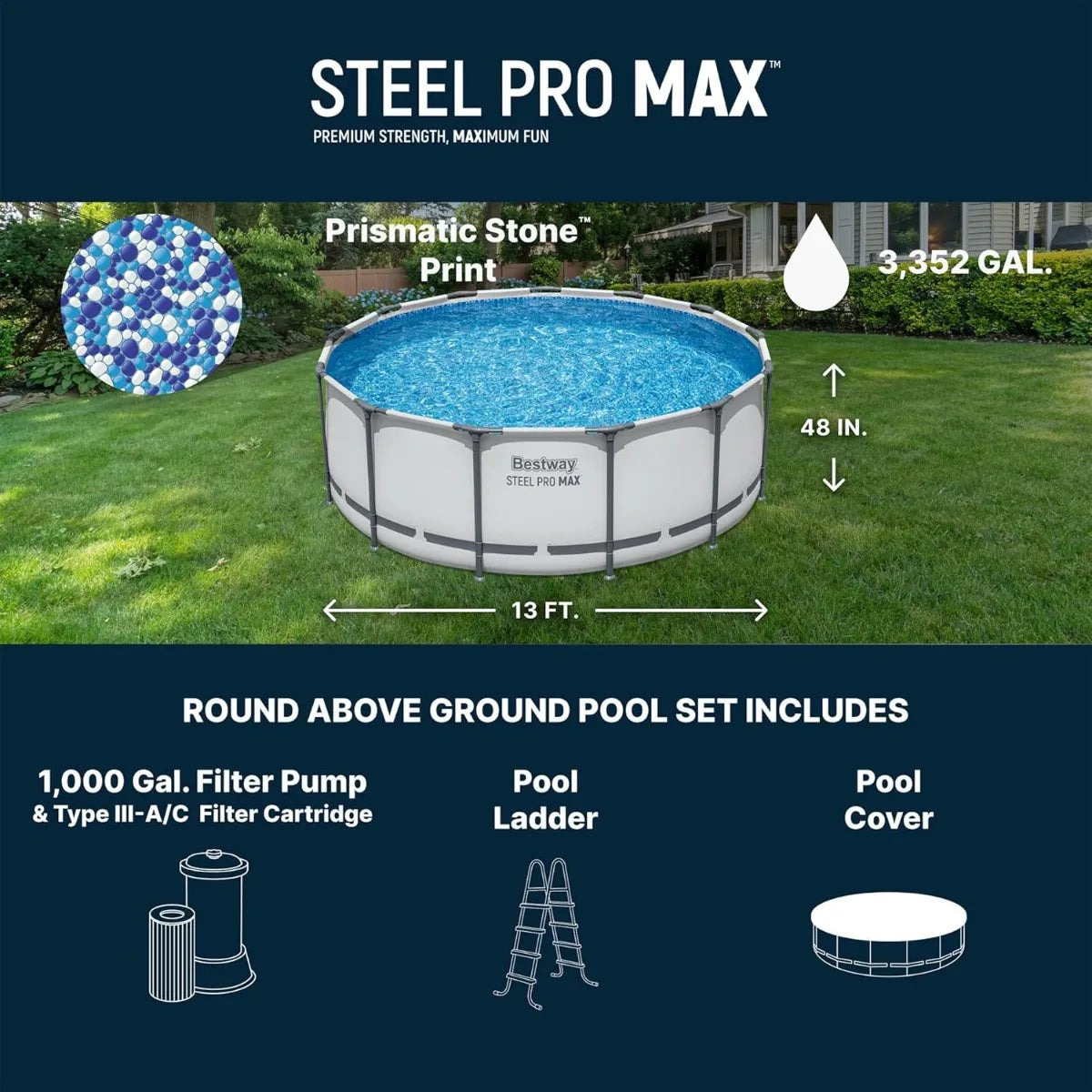 Xiuwo Bestway Steel Pro Max Above Ground Pool Kit Set