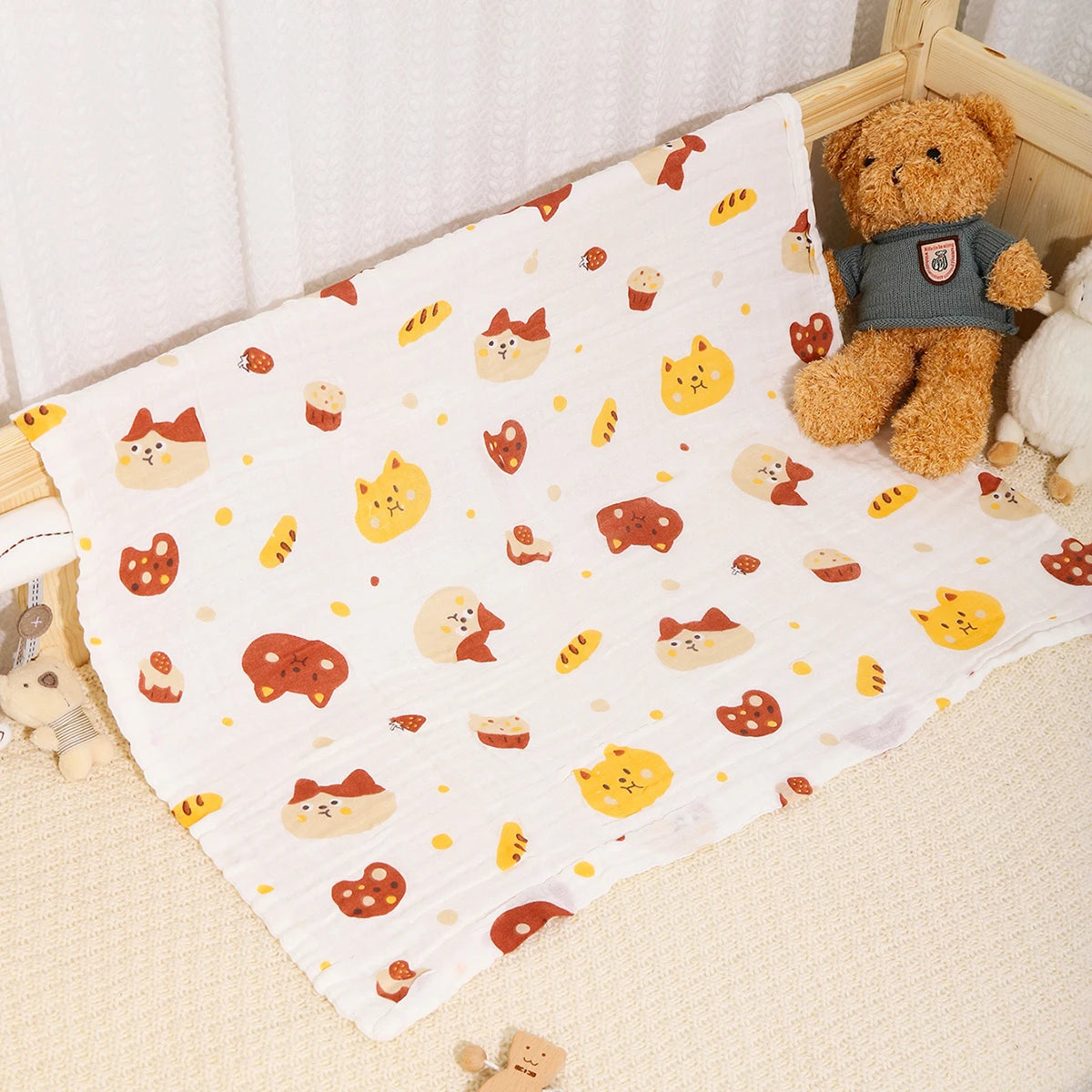 Unisex Cotton Baby Bath Towel and Gauze Washcloth Set for Newborns