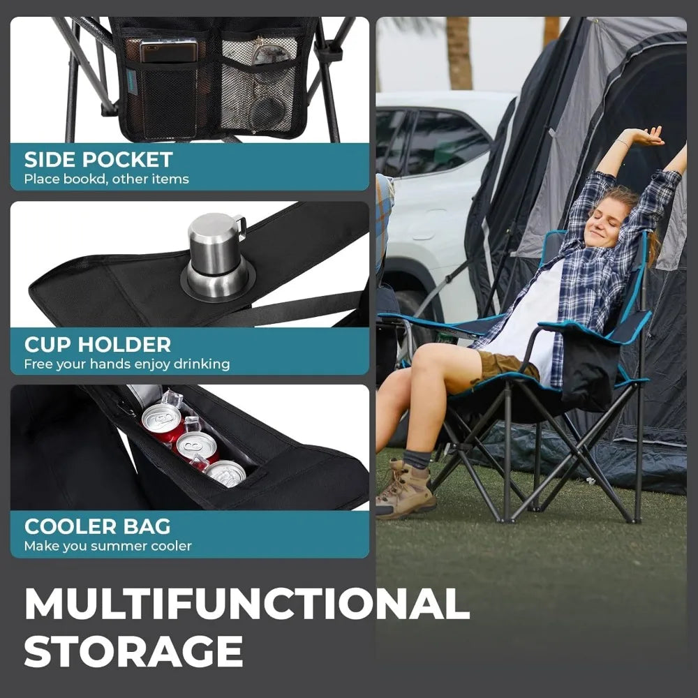 Heavy Duty Foldable Camping Chair With Padded Seat And Back