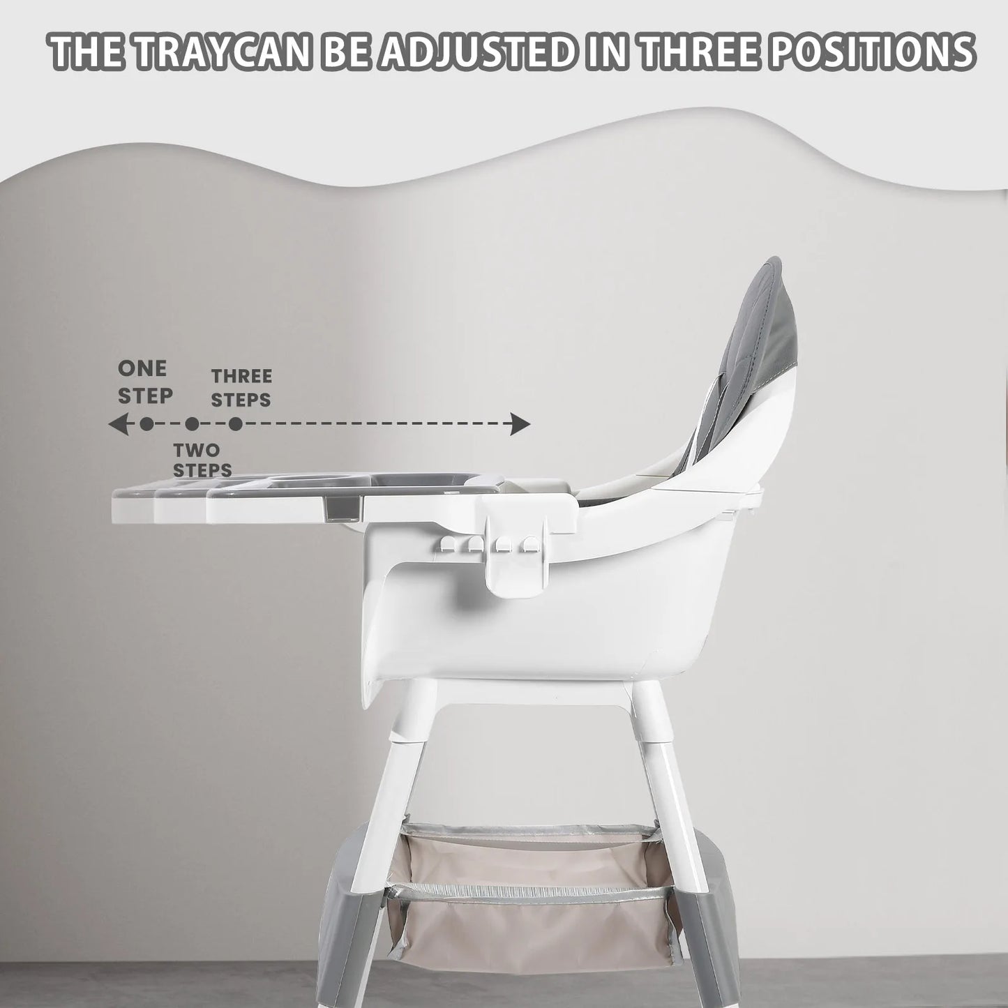 PIORLADO Portable Convertible Baby High Chair With Dining Tray And Toy Rack