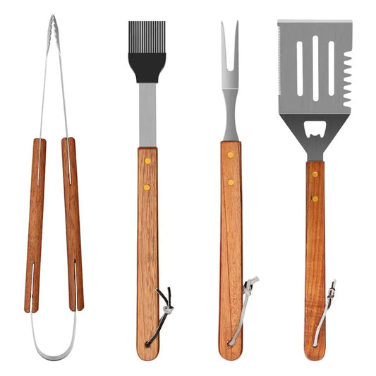 Grill Utensils Set Stainless Steel 4 Piece Heavy Duty BBQ Tools