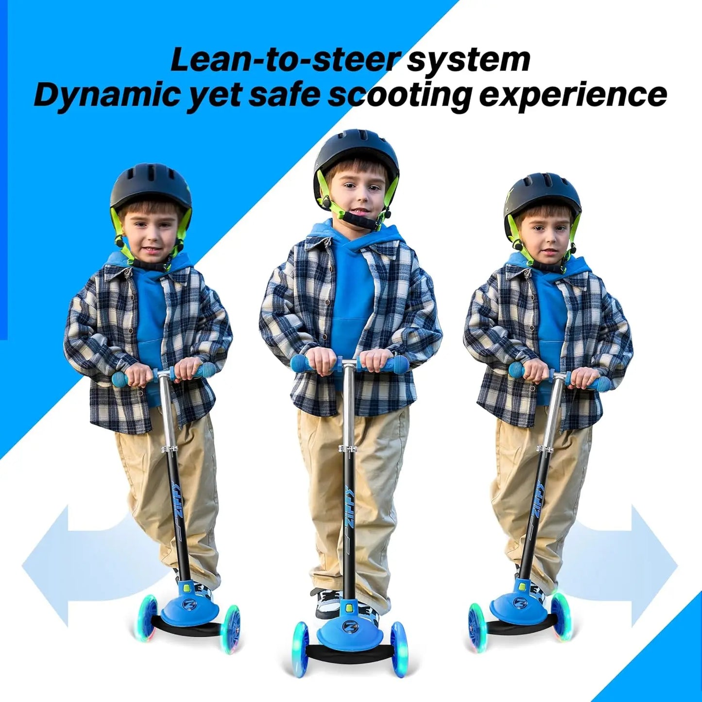 Joyfy Kids 3 Wheel Scooter LED Light Up Wheels Gift For Boys And Girls
