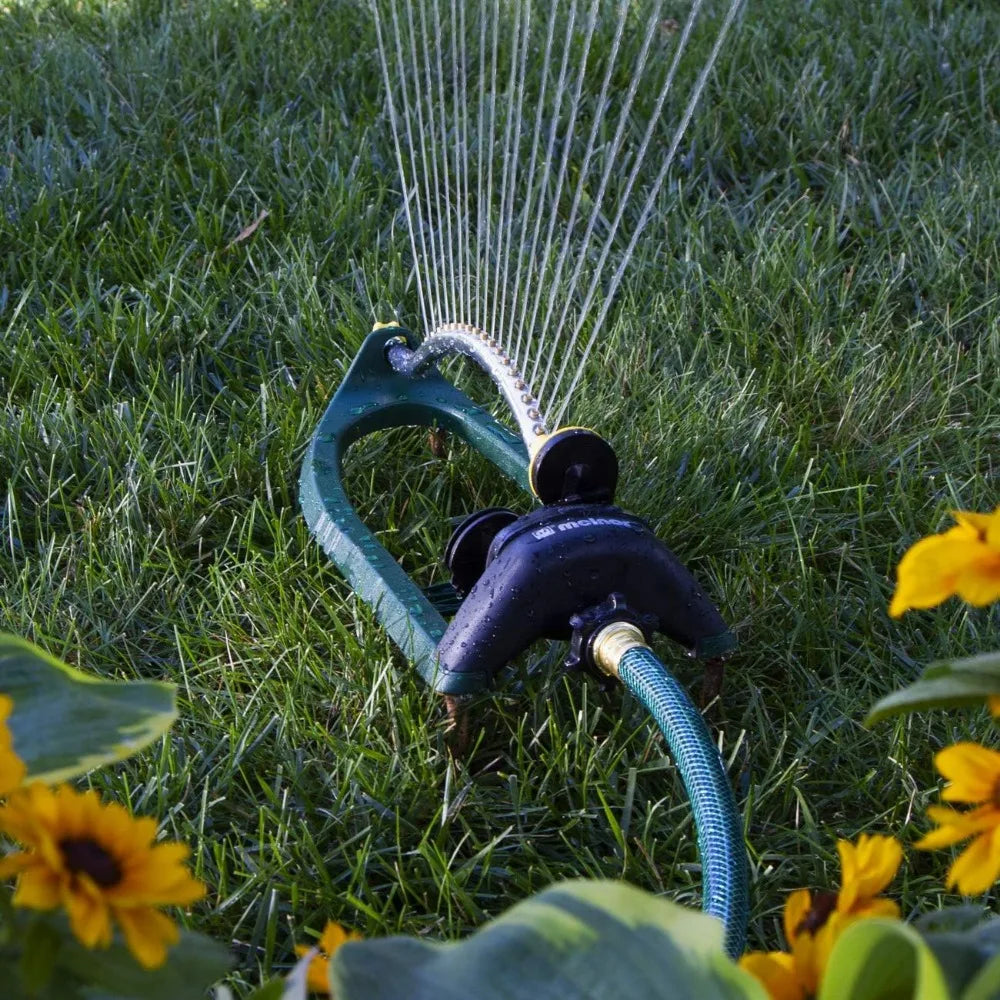 Oscillating Sprinkler with Brass Nozzles & QuickConnect Adapter, 3400 sq. ft